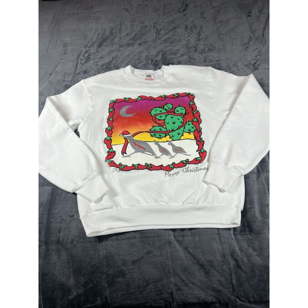 VTG Arlene praces Sweatshirt White Holiday Christmas Size M Made In The USA